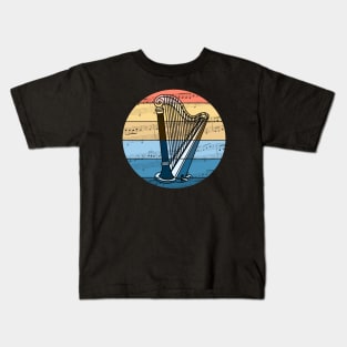 Harp Music Notation Harpist String Musician Kids T-Shirt